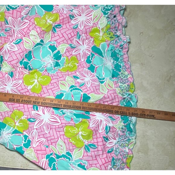 Lilly Pulitzer Womens Floral Hibiscus Eyelet Hem Pleated Skirt Beach Vacation - Picture 3 of 6